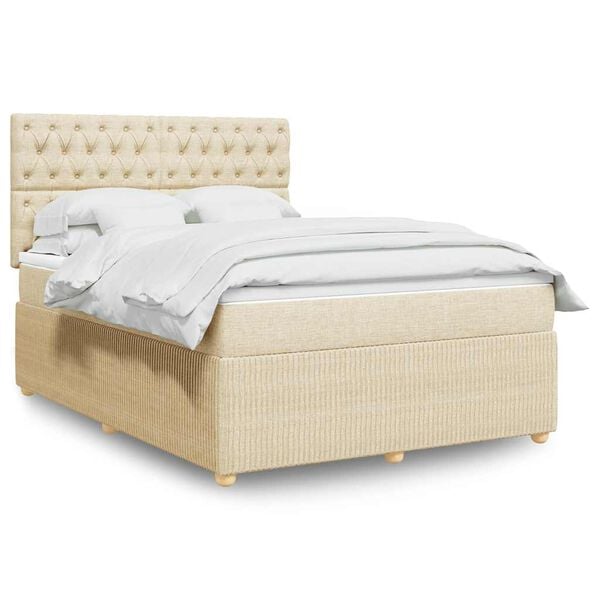 vidaXL &Kappa;&rho;&epsilon;&beta;ά&tau;&iota; Boxspring &mu;&epsilon; &Sigma;&tau;&rho;ώ&mu;&alpha; &Kappa;&rho;&epsilon;&mu; 140x190 &epsilon;&kappa;. &Upsilon;&phi;&alpha;&sigma;&mu;ά&tau;&iota;&nu;&omicron;