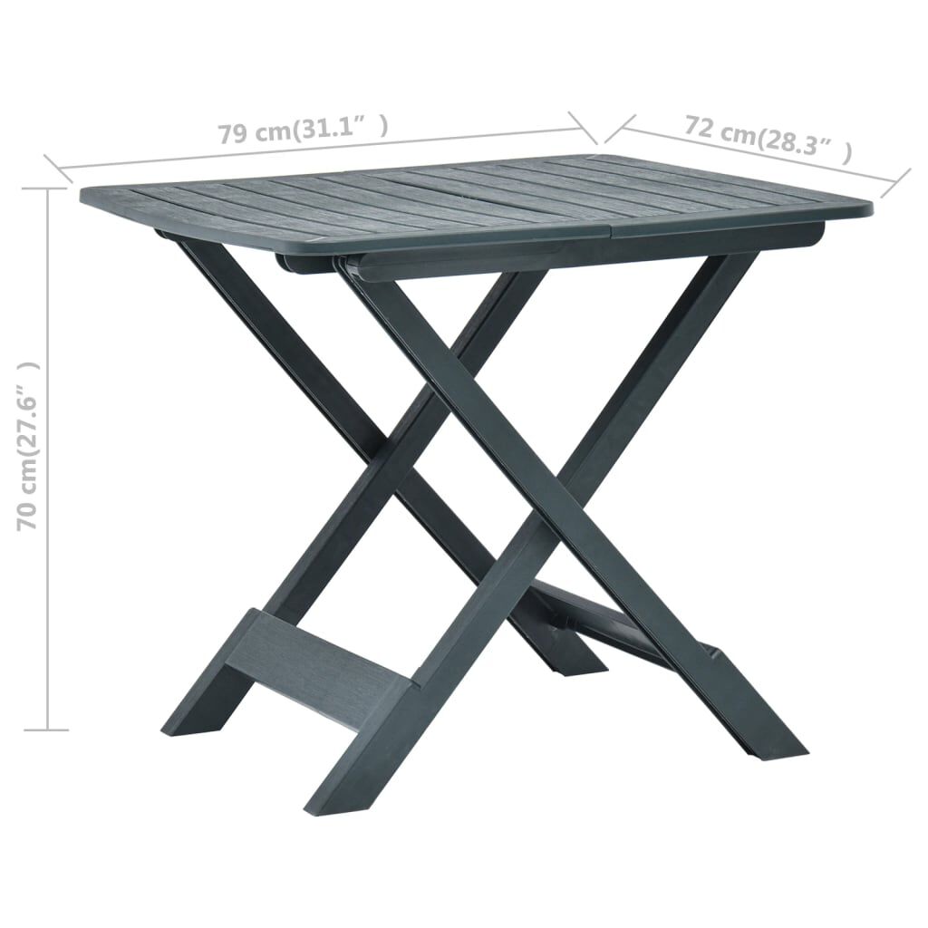 vidaXL Τραπέζι Κήπου Πτυσσόμενο Πράσινο 79 x 72 x 70 εκ. Πλαστικό