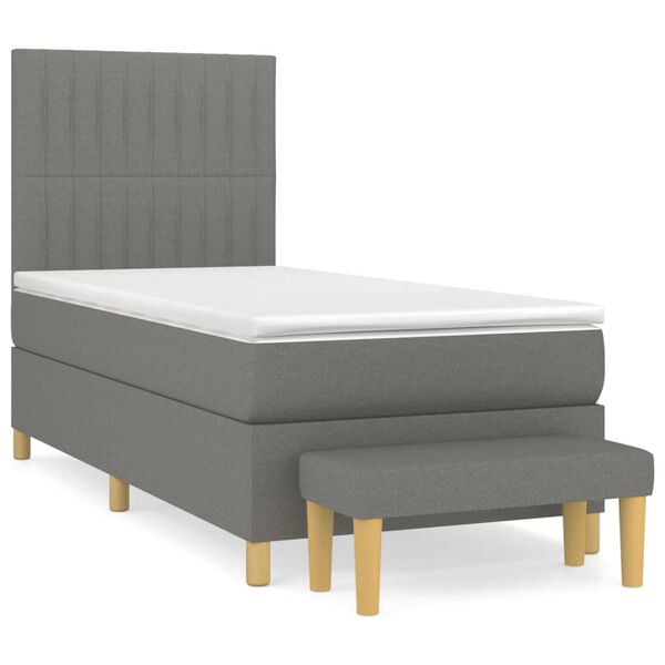 vidaXL Κρεβάτι Boxspring με Στρώμα Σκούρο Γκρι 80x200 εκ. Υφασμάτινο