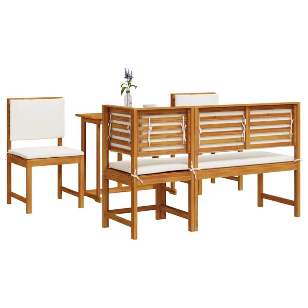 vidaXL Σετ Μπιστρό Κήπου 4 pcs Καφέ Μασίφ ξύλο ακακίας