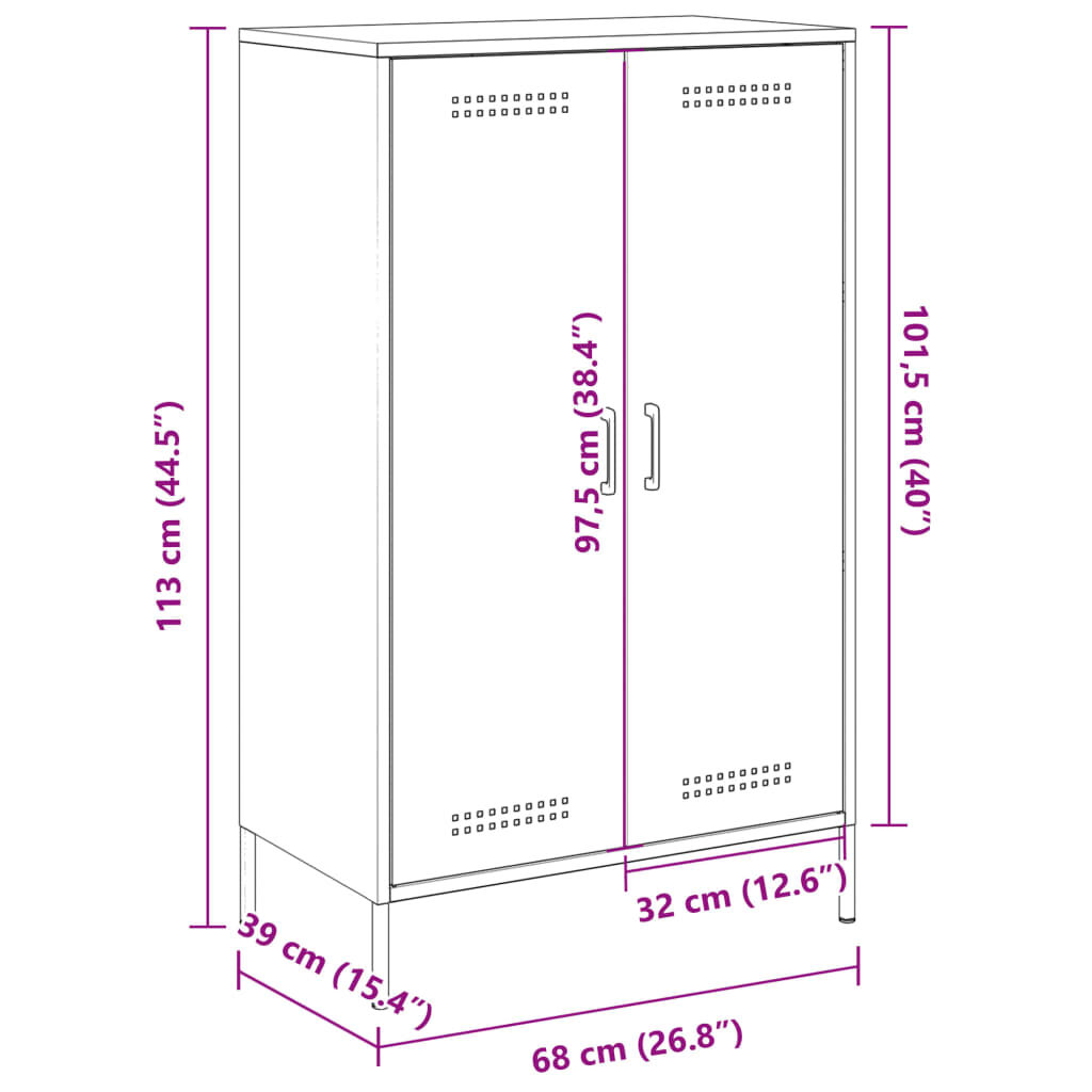 vidaXL Ντουλάπι Ροζ 68x39x113 εκ. από Ατσάλι