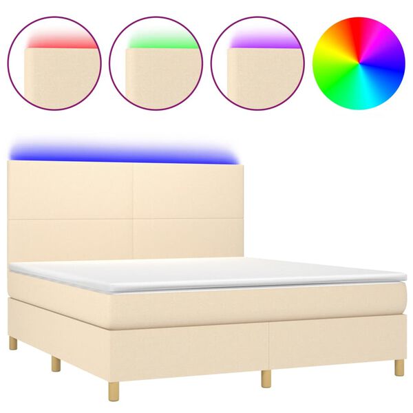 vidaXL &Kappa;&rho;&epsilon;&beta;ά&tau;&iota; Boxspring &mu;&epsilon; &Sigma;&tau;&rho;ώ&mu;&alpha; & LED &Kappa;&rho;&epsilon;&mu; 160x200 &epsilon;&kappa;. &Upsilon;&phi;&alpha;&sigma;&mu;ά&tau;&iota;&nu;&omicron;