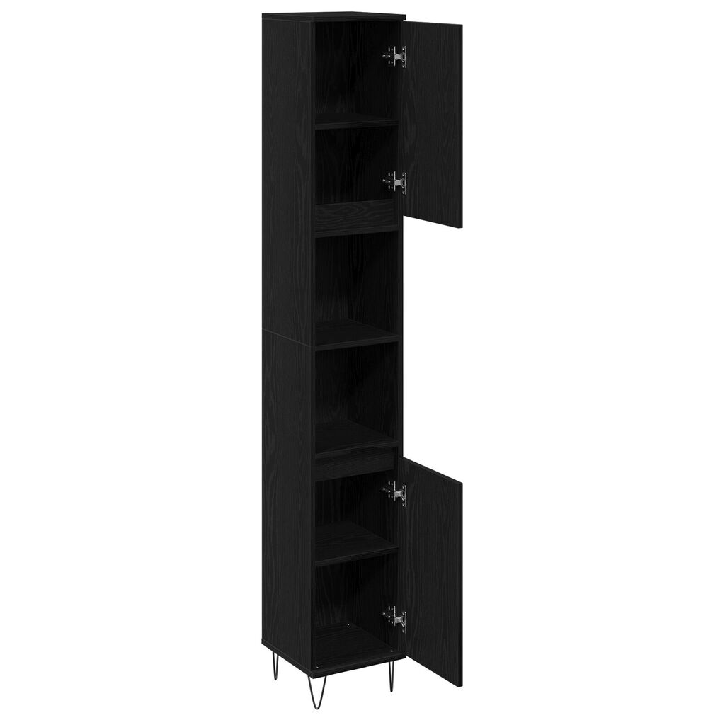 vidaXL Ντουλάπα Μπάνιου Μαύρη Δρυς 30x30x190 εκ Κατασκευασμένο Ξύλο