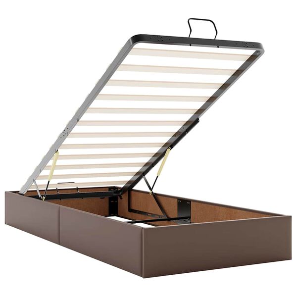 vidaXL Οθωμανικό κρεβάτι με στρώμα καφέ 100x200cm Faux Leather