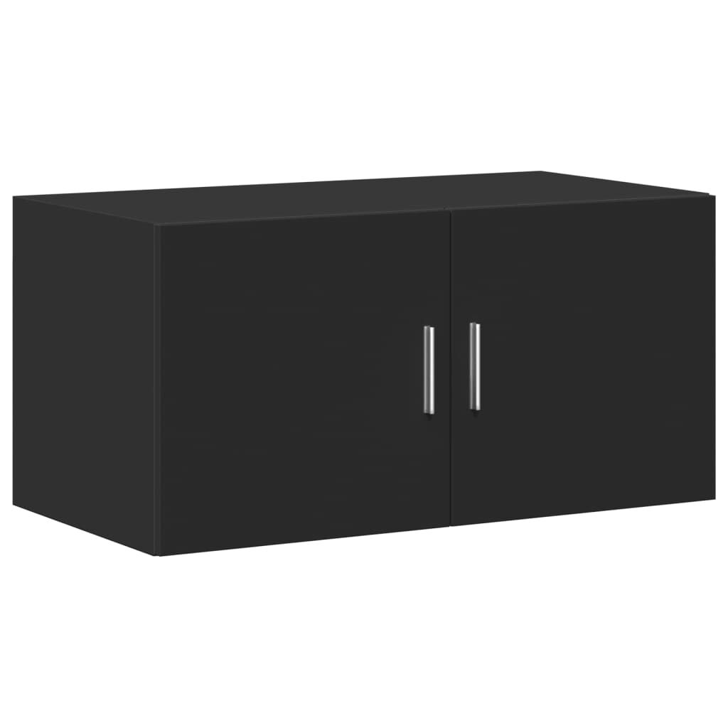 vidaXL Ραφιέρα με Ντουλάπια Μαύρη 80x42,5x225 εκ. από Επεξ. Ξύλο