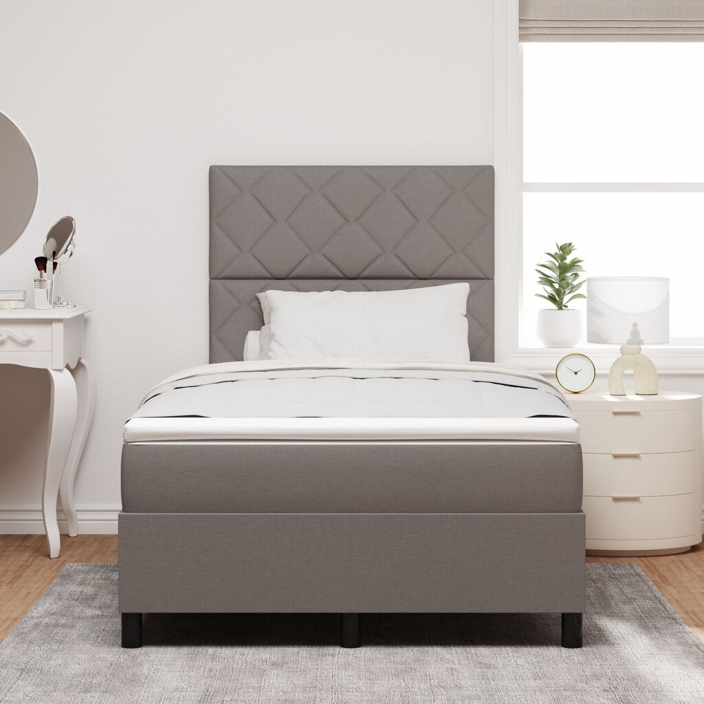 vidaXL Κρεβάτι Box Spring με Στρώμα Beige Μικρού Διπλού Υφάσματος