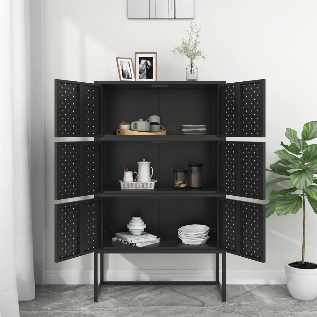 vidaXL Ντουλάπι Μαύρο 80 x 35 x 135 εκ. από Ατσάλι