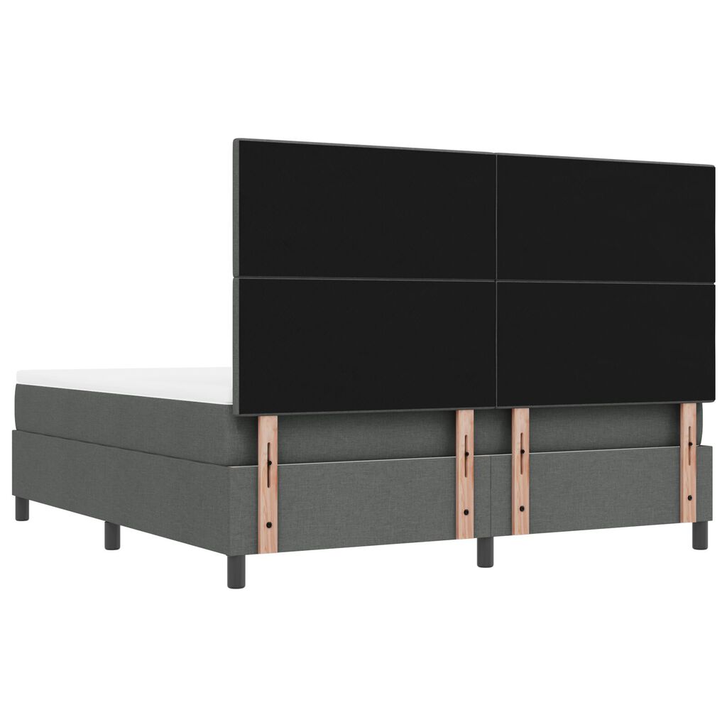 vidaXL Box Spring Κρεβάτι με Στρώμα & Πάγκο Σκούρο Γκρι 180x200 εκ. Ύφασμα