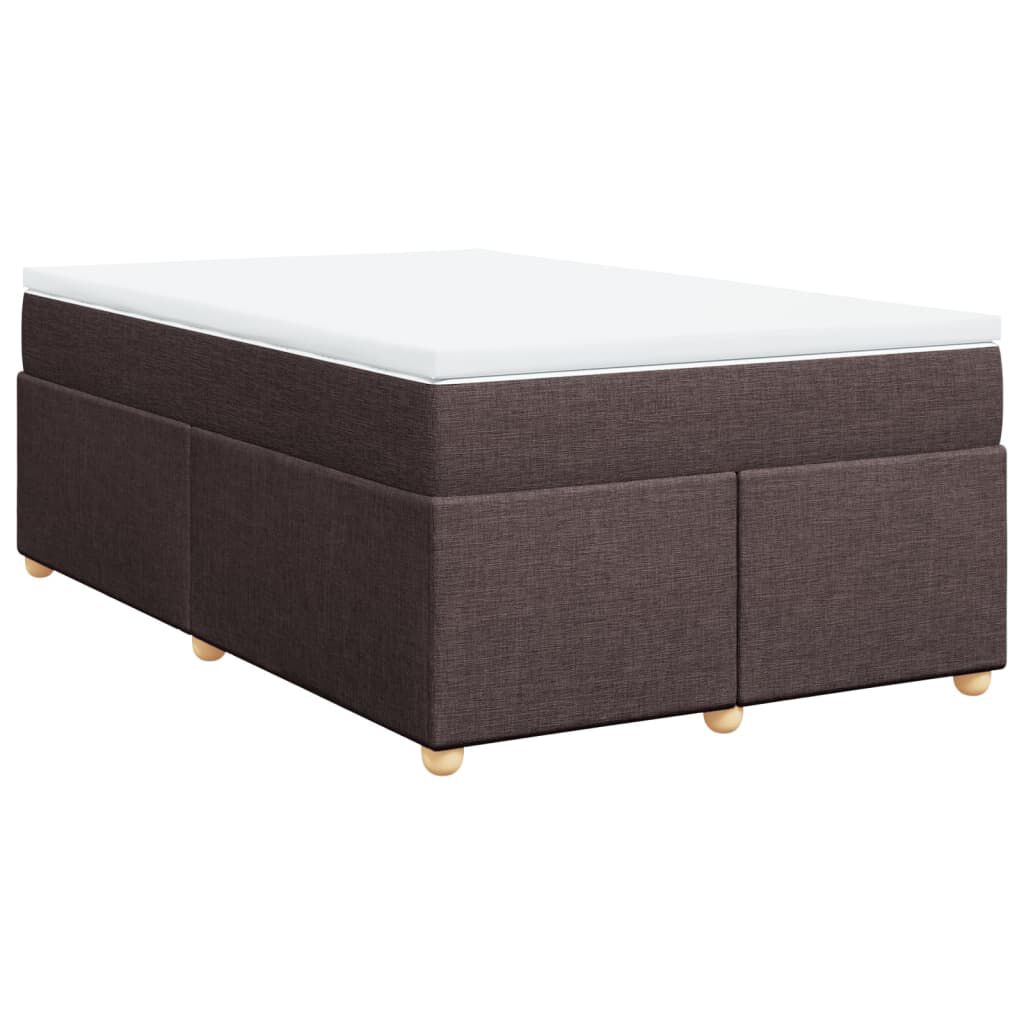 vidaXL Κρεβάτι Boxspring με Στρώμα Σκούρο Καφέ 120x200 εκ. Υφασμάτινο