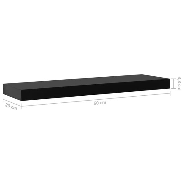vidaXL Ράφια Τοίχου 2 τεμ. Μαύρα 60 x 20 x 3,8 εκ.