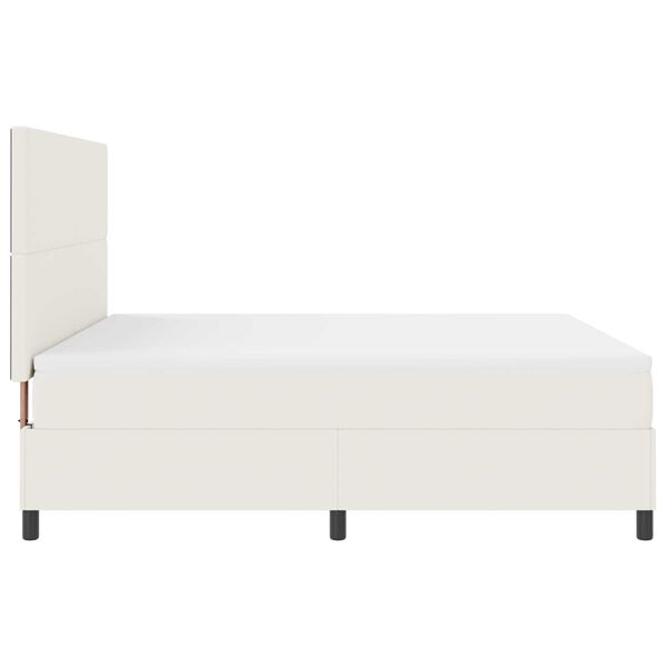 vidaXL Κρεβάτι Box Spring με Στρώμα Κρεμ Υφάσματος Κορδονιού