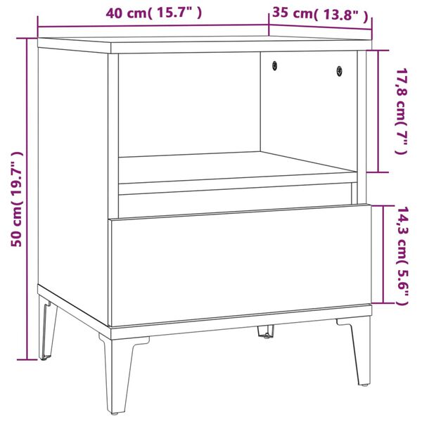 vidaXL Κομοδίνα 2 τεμ. Καπνιστή Δρυς 40 x 35 x 50 εκ.