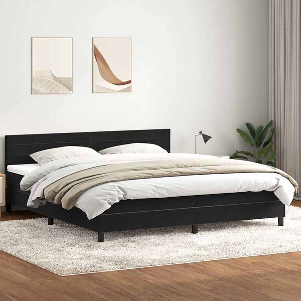 vidaXL &Kappa;&rho;&epsilon;&beta;ά&tau;&iota; Boxspring &mu;&epsilon; &Sigma;&tau;&rho;ώ&mu;&alpha; &Mu;&alpha;ύ&rho;&omicron; 180x210 &epsilon;&kappa;. &Beta;&epsilon;&lambda;&omicron;ύ&delta;&iota;&nu;&omicron;