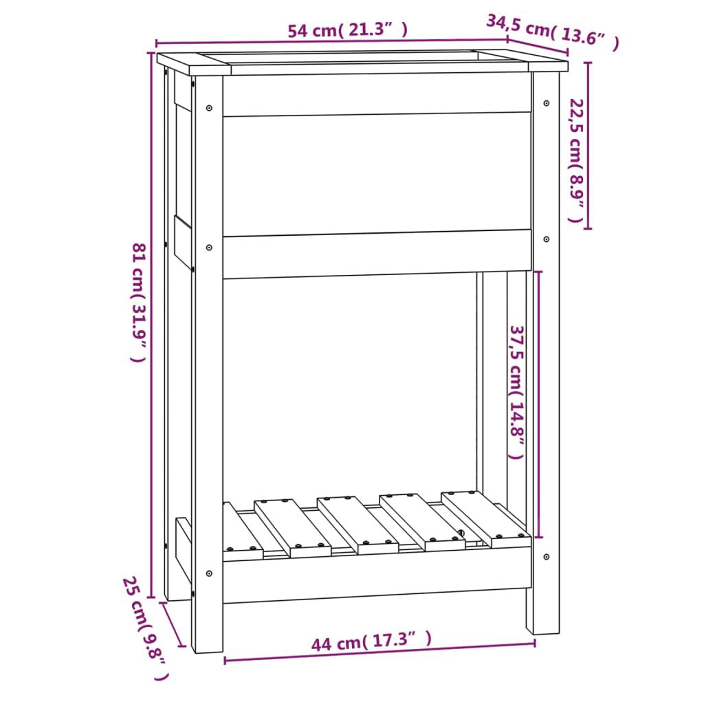 vidaXL Ζαρντινιέρα με Ράφι Λευκή 54 x 34,5 x 81 εκ. Μασίφ Ξύλο Πεύκου