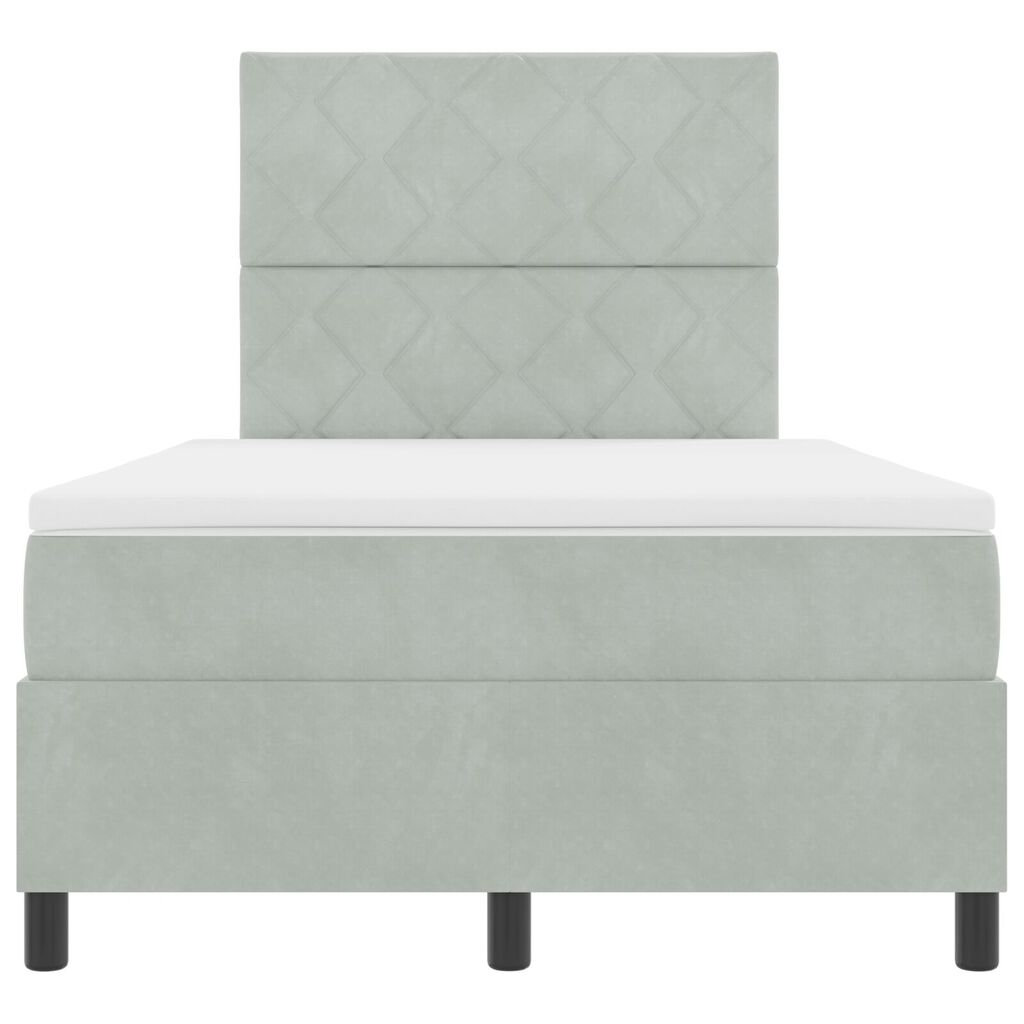 vidaXL Κρεβάτι Box Spring με Στρώμα Ανοιχτό Γκρι 120x200 εκ Βελούδο