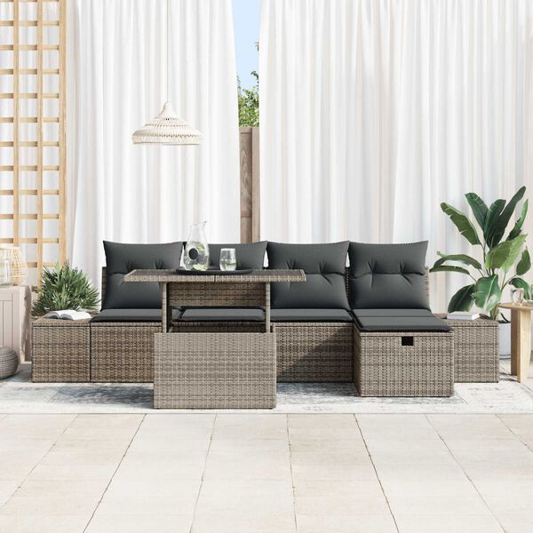 vidaXL Σετ Καναπέ Κήπου 7 pcs Γκρι Πολυ ράταν