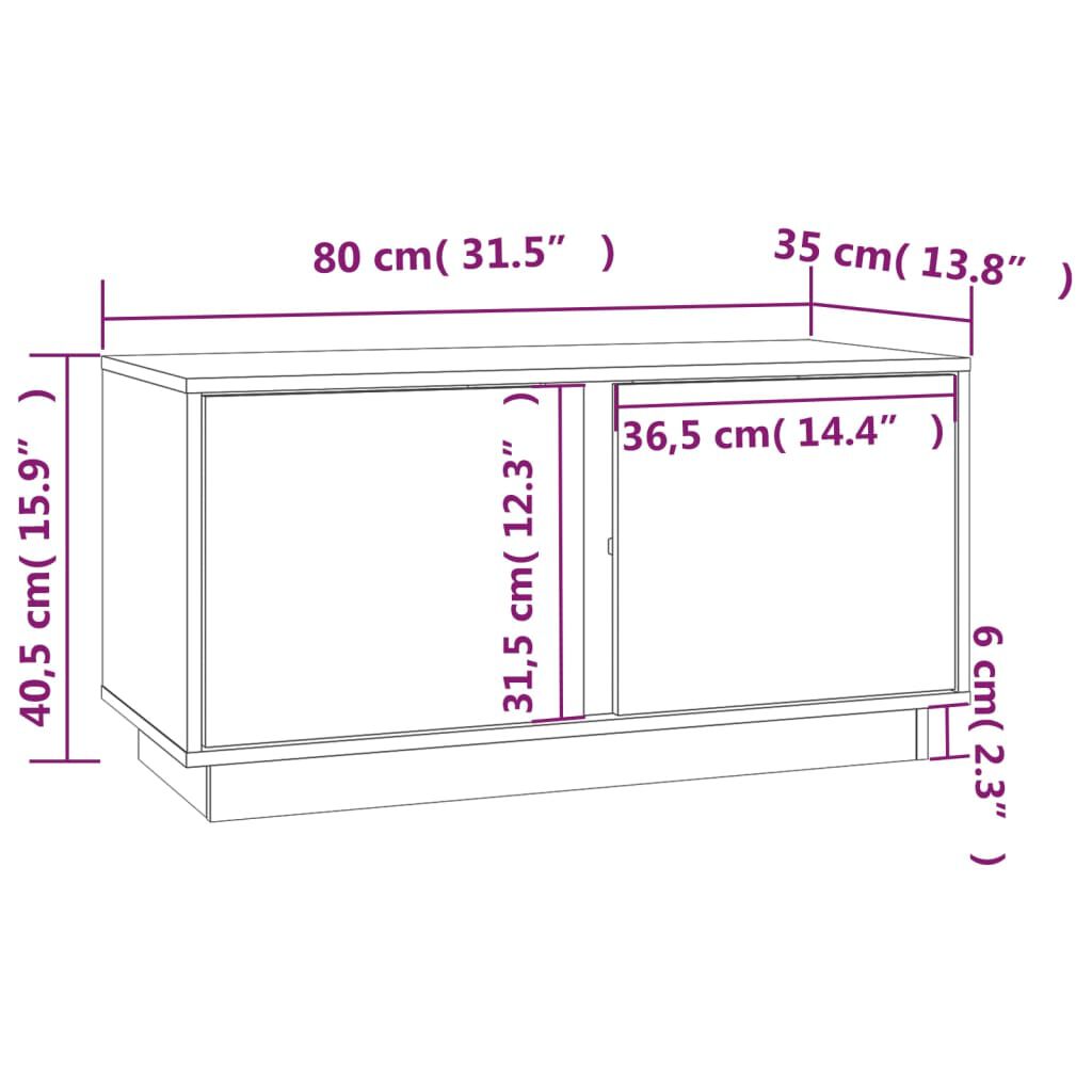 vidaXL Έπιπλο Τηλεόρασης Γκρι 80x35x40,5 εκ. από Μασίφ Ξύλο Πεύκου