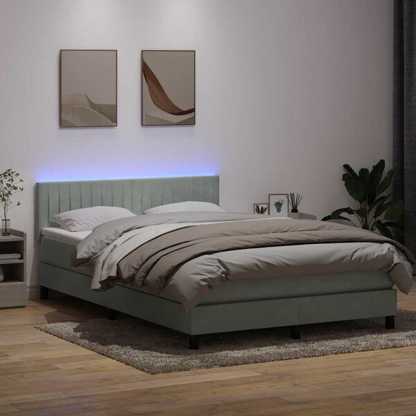 vidaXL &Kappa;&rho;&epsilon;&beta;ά&tau;&iota; Boxspring &mu;&epsilon; &Sigma;&tau;&rho;ώ&mu;&alpha; & LED &Alpha;&nu;&omicron;&iota;&chi;&tau;ό &Gamma;&kappa;&rho;&iota; 160x210 &epsilon;&kappa;. &Beta;&epsilon;&lambda;&omicron;ύ&delta;&iota;&nu;&omicron;