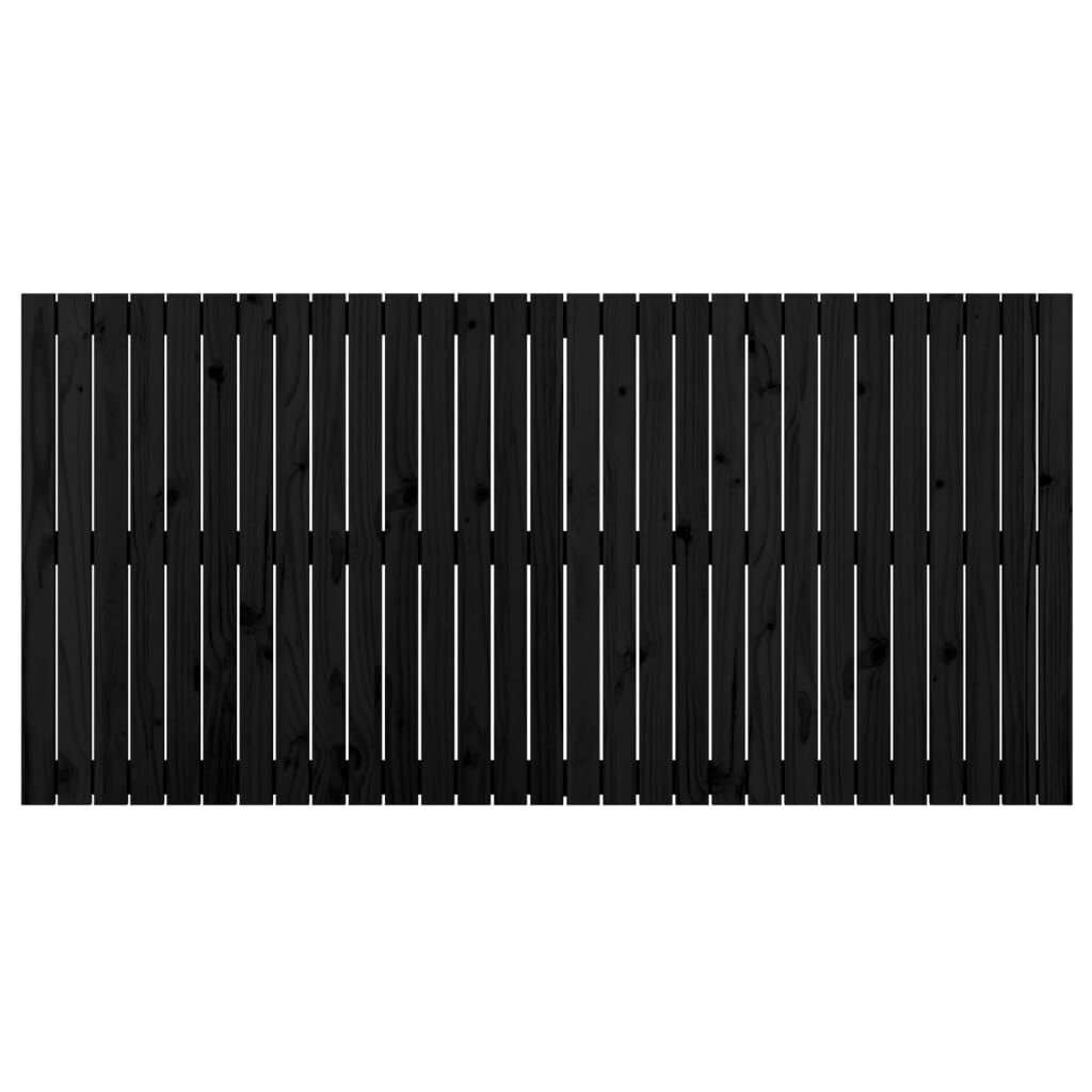 vidaXL Κεφαλάρι Τοίχου Μαύρο 185x3x90 εκ. από Μασίφ Ξύλο Πεύκου