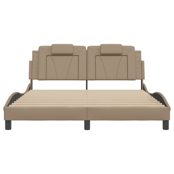 vidaXL Σκελετός Κρεβατιού Viana Χωρίς Στρώμα Καπουτσίνο 160x200εκ. Συνθ. Δέρμα