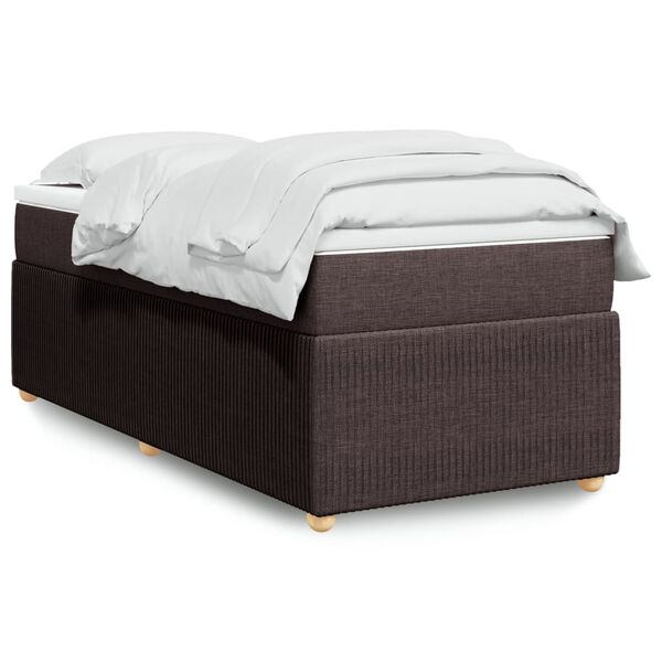vidaXL Κρεβάτι Boxspring με Στρώμα Σκούρο Καφέ 80x200 εκ. Υφασμάτινο