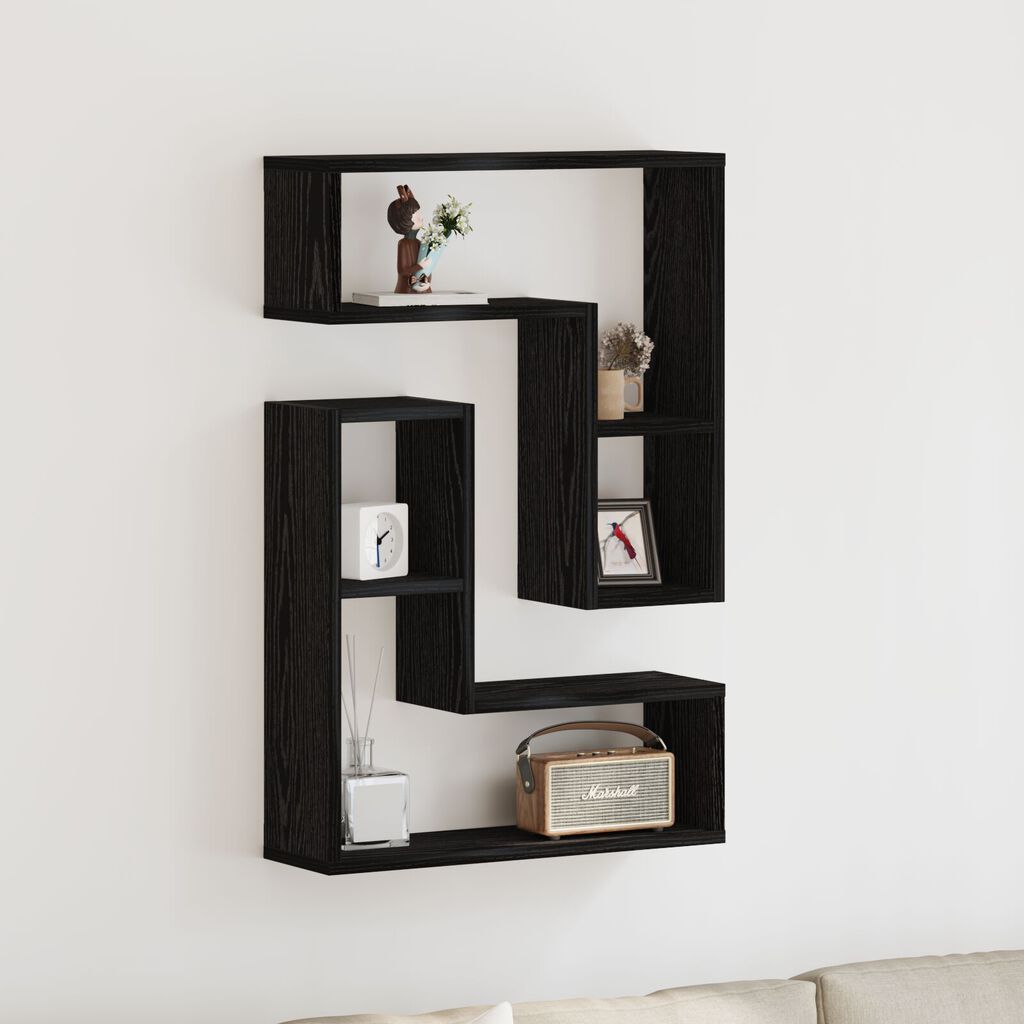 vidaXL Ράφια 2 τμχ Μαύρη Δρυς 50x15x85 εκ Φτιαγμένο από Ξύλο