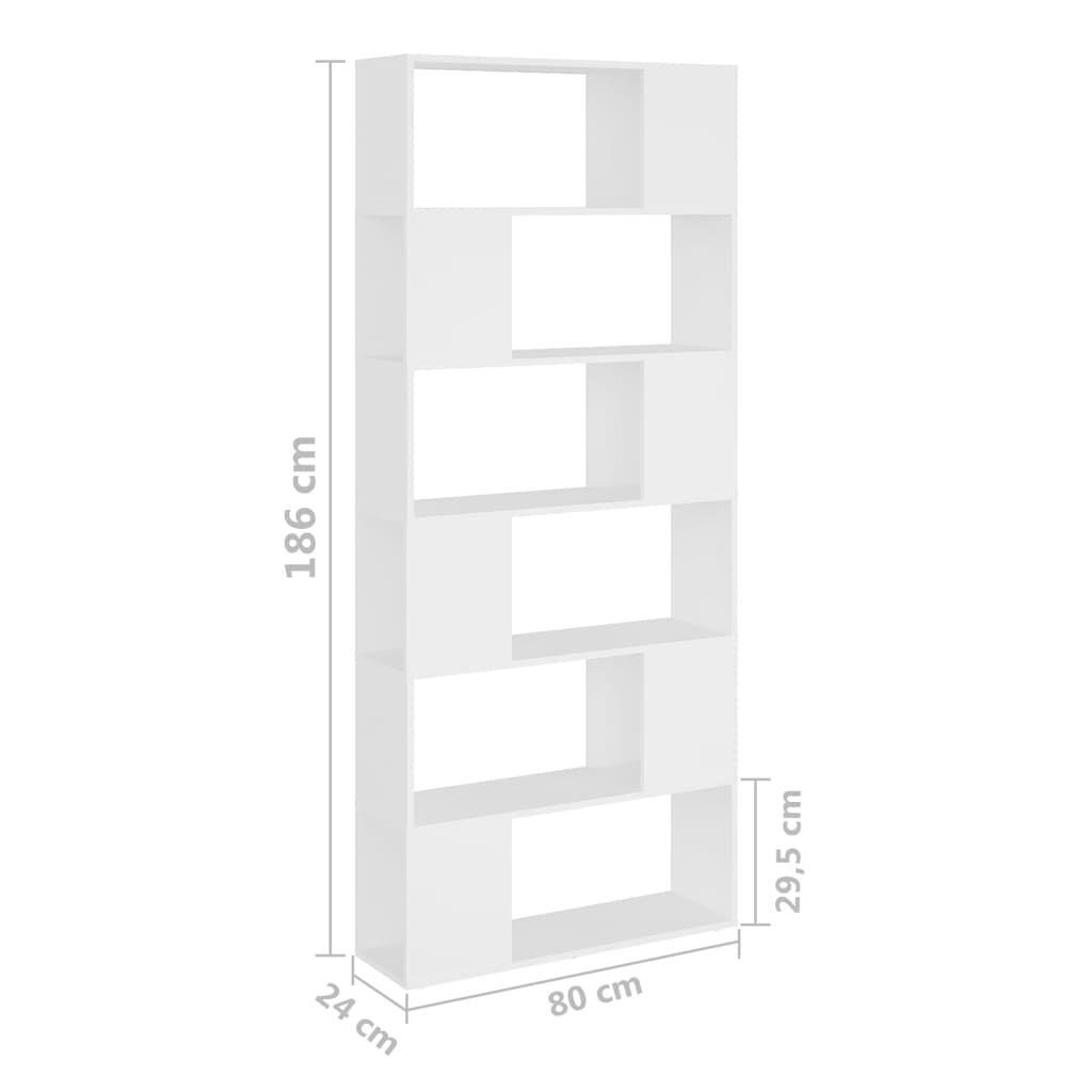 vidaXL Βιβλιοθήκη/Διαχωριστικό Χώρου Λευκό 80x24x186 εκ. Επεξ. Ξύλο