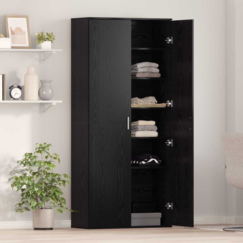 vidaXL Υψηλό ντουλάπι Μαύρης Δρυός 80x35x180 εκ. Επεξεργασμένο Ξύλο