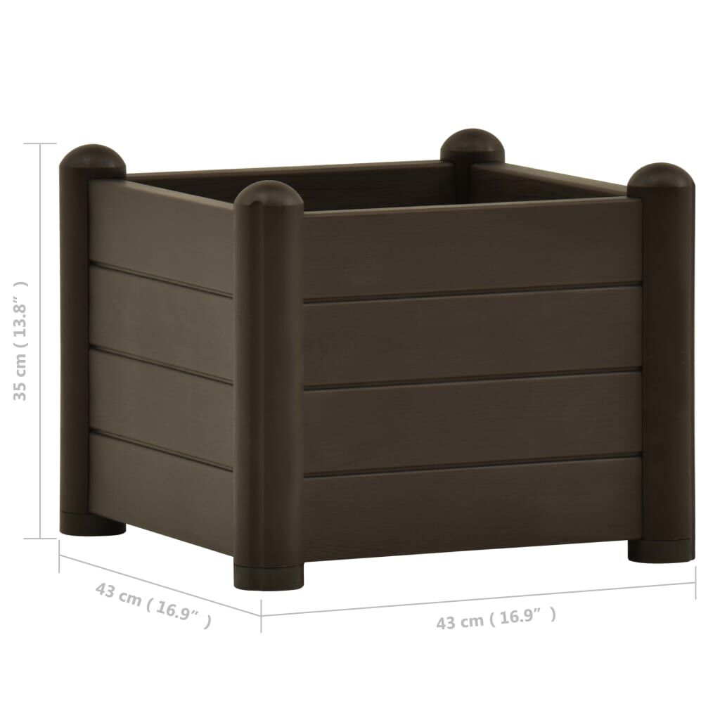 vidaXL Ζαρντινιέρα Υπερυψωμένη Μόκα 43 x 43 x 35 εκ. Πολυπροπυλένιο