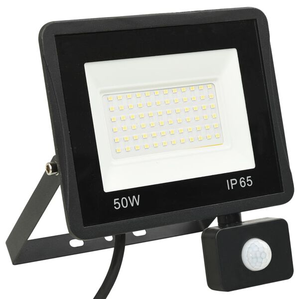 vidaXL Προβολέας LED με Αισθητήρα Θερμό Λευκό 50 W