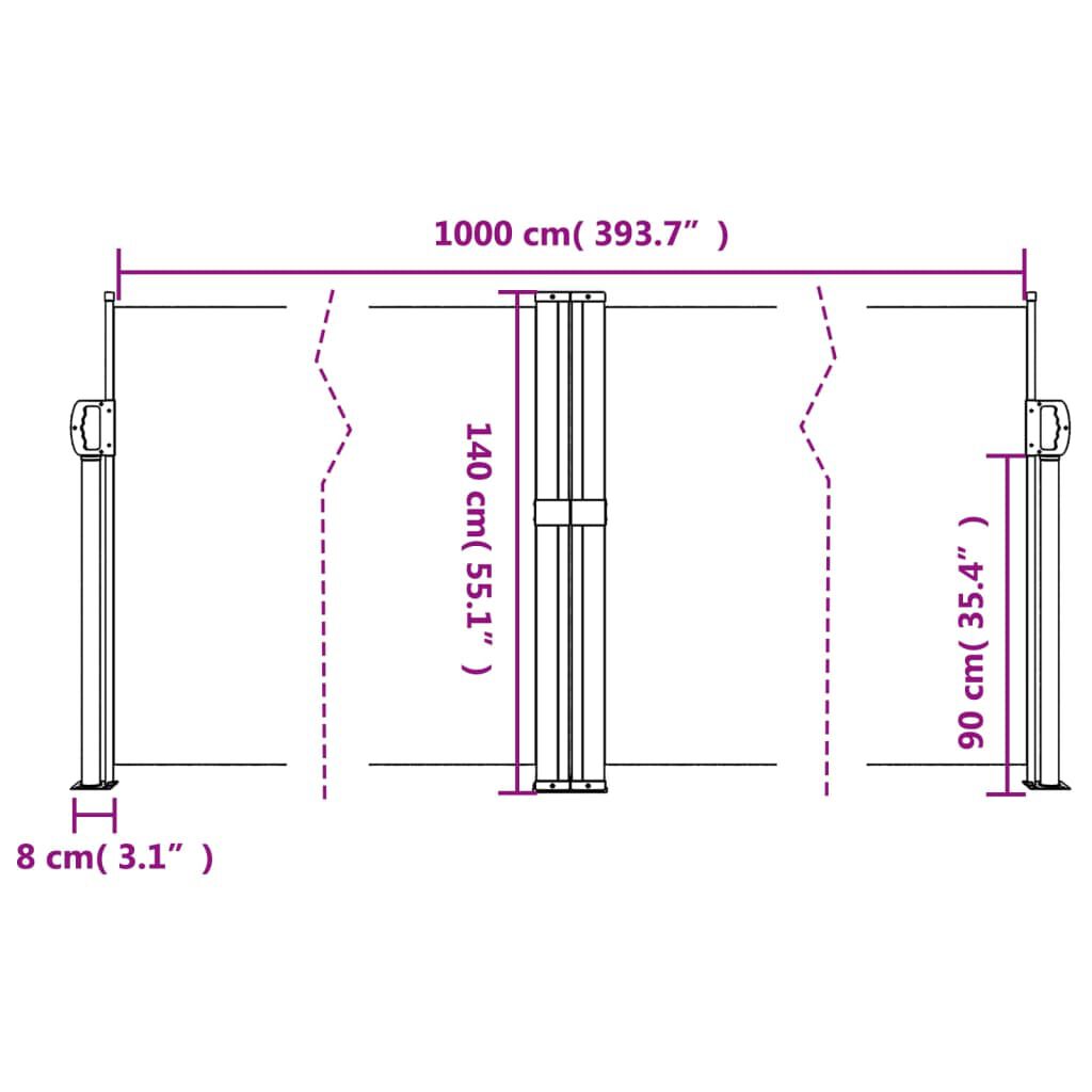 vidaXL Σκίαστρο Πλαϊνό Συρόμενο Καφέ 140 x 1000 εκ.