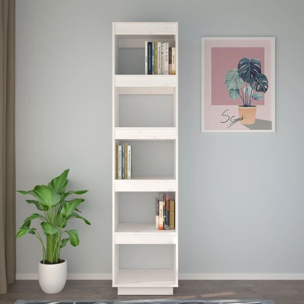 vidaXL Βιβλιοθήκη/Διαχωριστικό Χώρου Λευκό 40x35x167 εκ. Μασίφ Πεύκο