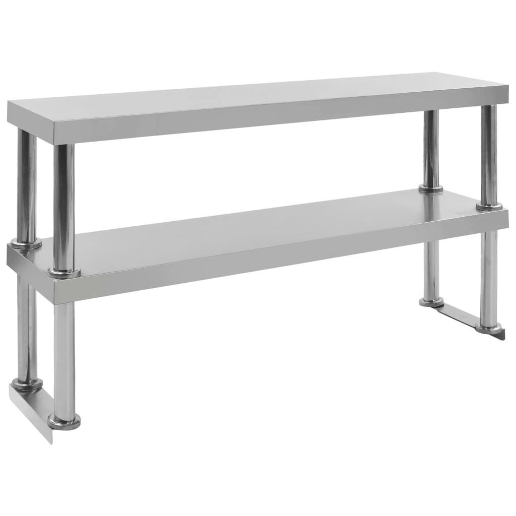 vidaXL Πάγκος Εργασίας Κουζίνας με Ράφια 120x60x150 εκ. Ανοξ. Ατσάλι