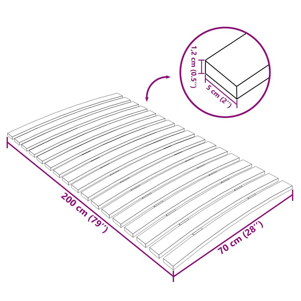 vidaXL Τελάρο Κρεβατιού με 17 Σανίδες 70 x 200 εκ.