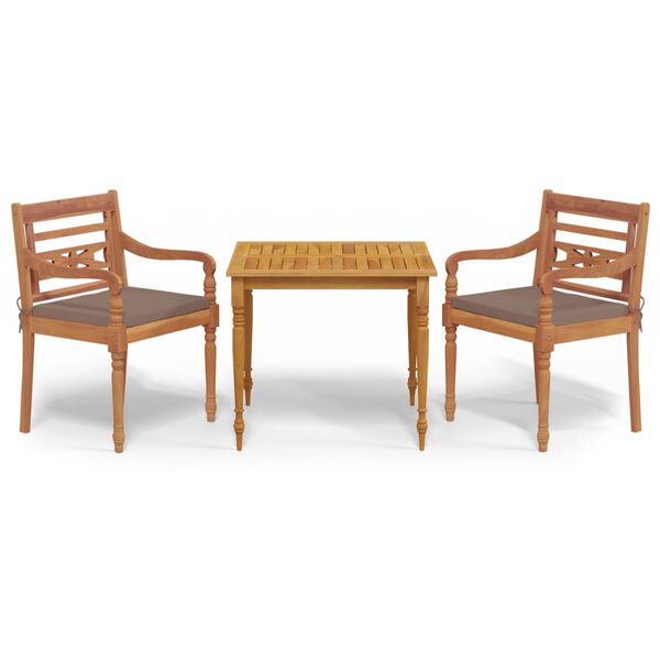 vidaXL &Sigma;&epsilon;&tau; &Tau;&rho;&alpha;&pi;&epsilon;&zeta;&alpha;&rho;ί&alpha;&sigmaf; &Kappa;ή&pi;&omicron;&upsilon; 3 &Tau;&epsilon;&mu;&alpha;&chi;ί&omega;&nu; &Mu;&alpha;&sigma;ί&phi; &Xi;ύ&lambda;&omicron; Teak &mu;&epsilon; &Mu;&alpha;&xi;&iota;&lambda;ά&rho;&iota;&alpha;