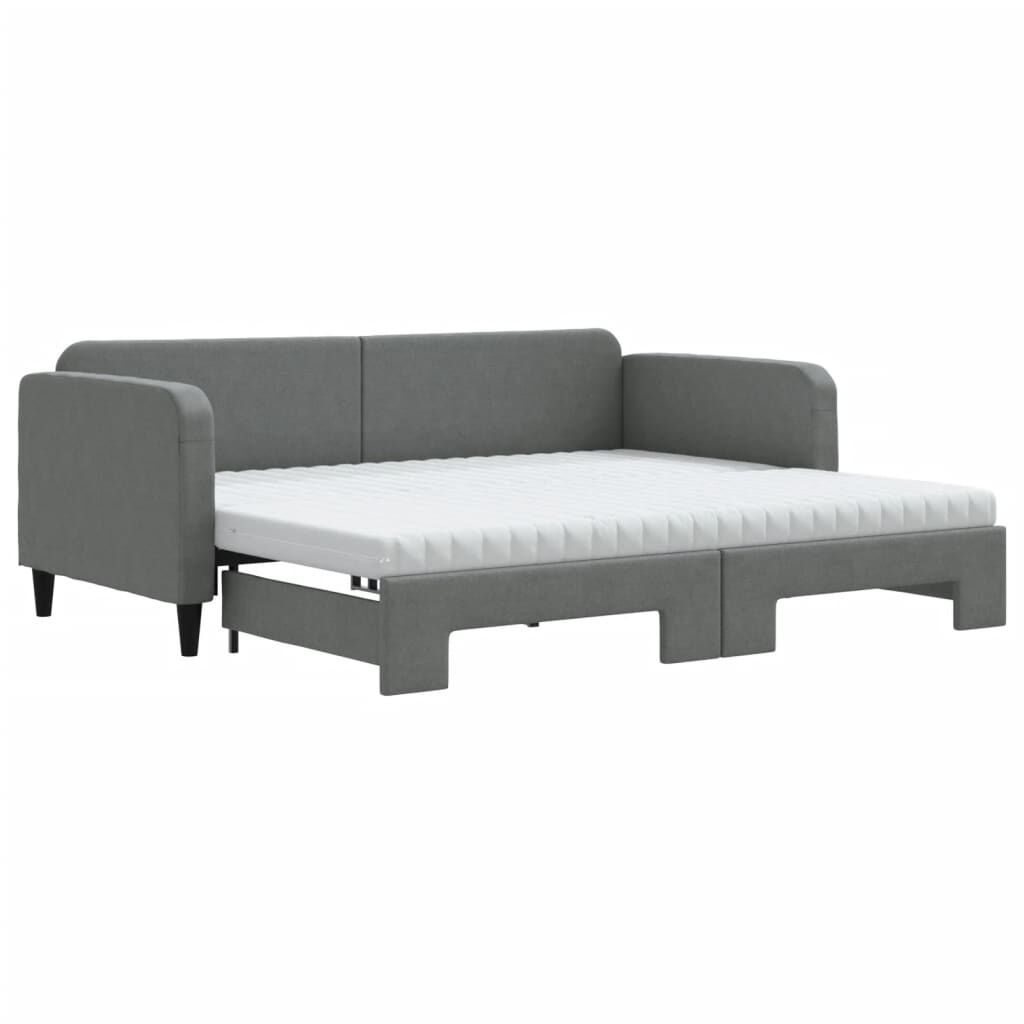 vidaXL Καναπές Κρεβάτι Συρόμενος Σκούρο γκρι 90x190 εκ Ύφασμα Στρώματα