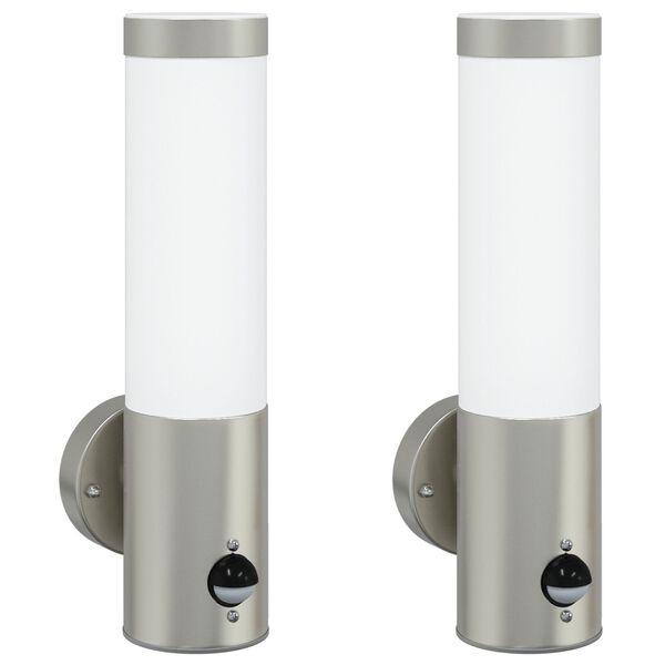 vidaXL Εξωτερικά Φωτιστικά Τοίχου 2 pcs Ασημί 12 x 7.5 x 29 εκ