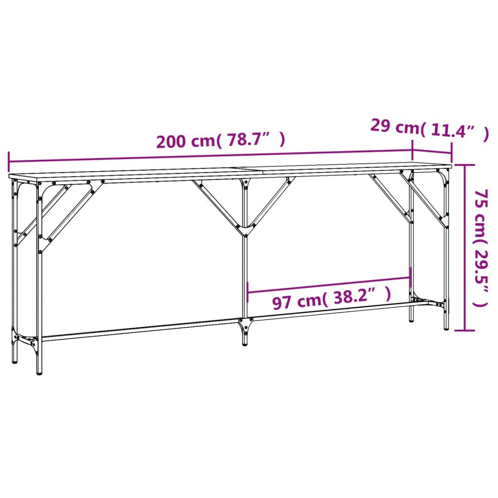vidaXL Τραπέζι Κονσόλα Γκρι Sonoma 200x29x75 εκ. Επεξεργασμένο Ξύλο
