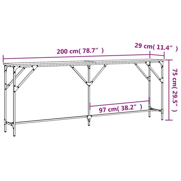 vidaXL Τραπέζι Κονσόλα Γκρι Sonoma 200x29x75 εκ. Επεξεργασμένο Ξύλο