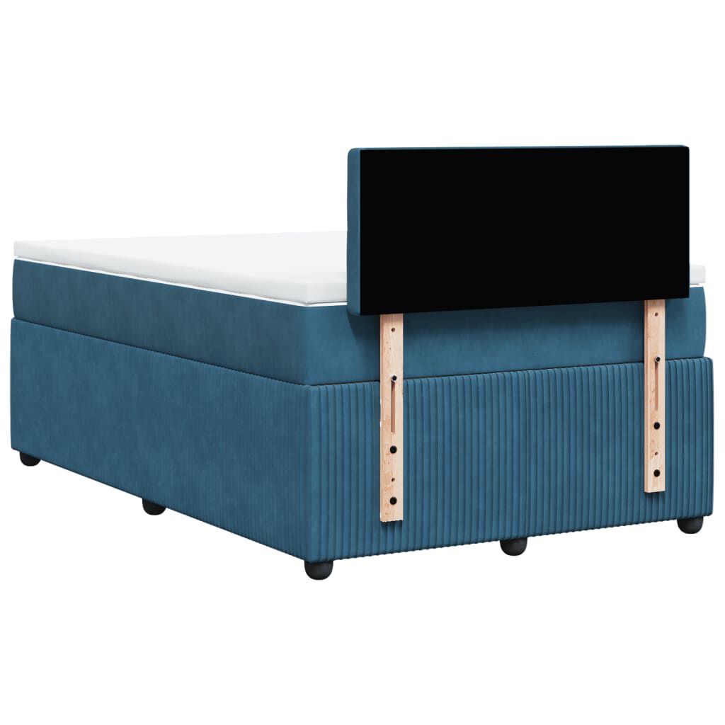 vidaXL Κρεβάτι Boxspring με Στρώμα Μπλε 120x200 εκ. Βελούδινο