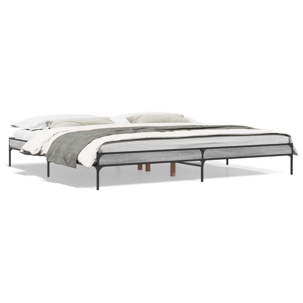 vidaXL Πλαίσιο Κρεβατιού Γκρι Sonoma 180x200 εκ. Επεξ. Ξύλο & Μέταλλο