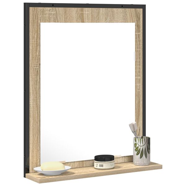 Καθρέφτης μπάνιου vidaXL με ράφι Sonoma Oak 50x12x60 εκ. Επεξεργασμένο ξύλο