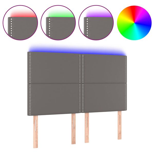 vidaXL Κεφαλάρι Κρεβατιού LED Γκρι 144x5x118/128 εκ