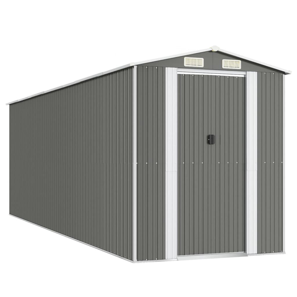 vidaXL Αποθήκη Κήπου Ανοιχτό γκρι 192x606x223 εκ. Γαλβανισμένο Ατσάλι