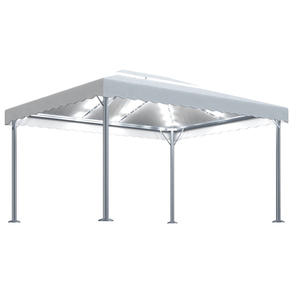 vidaXL Κιόσκι με Φωτάκια LED Κρεμ 400 x 300 εκ. Αλουμινίου