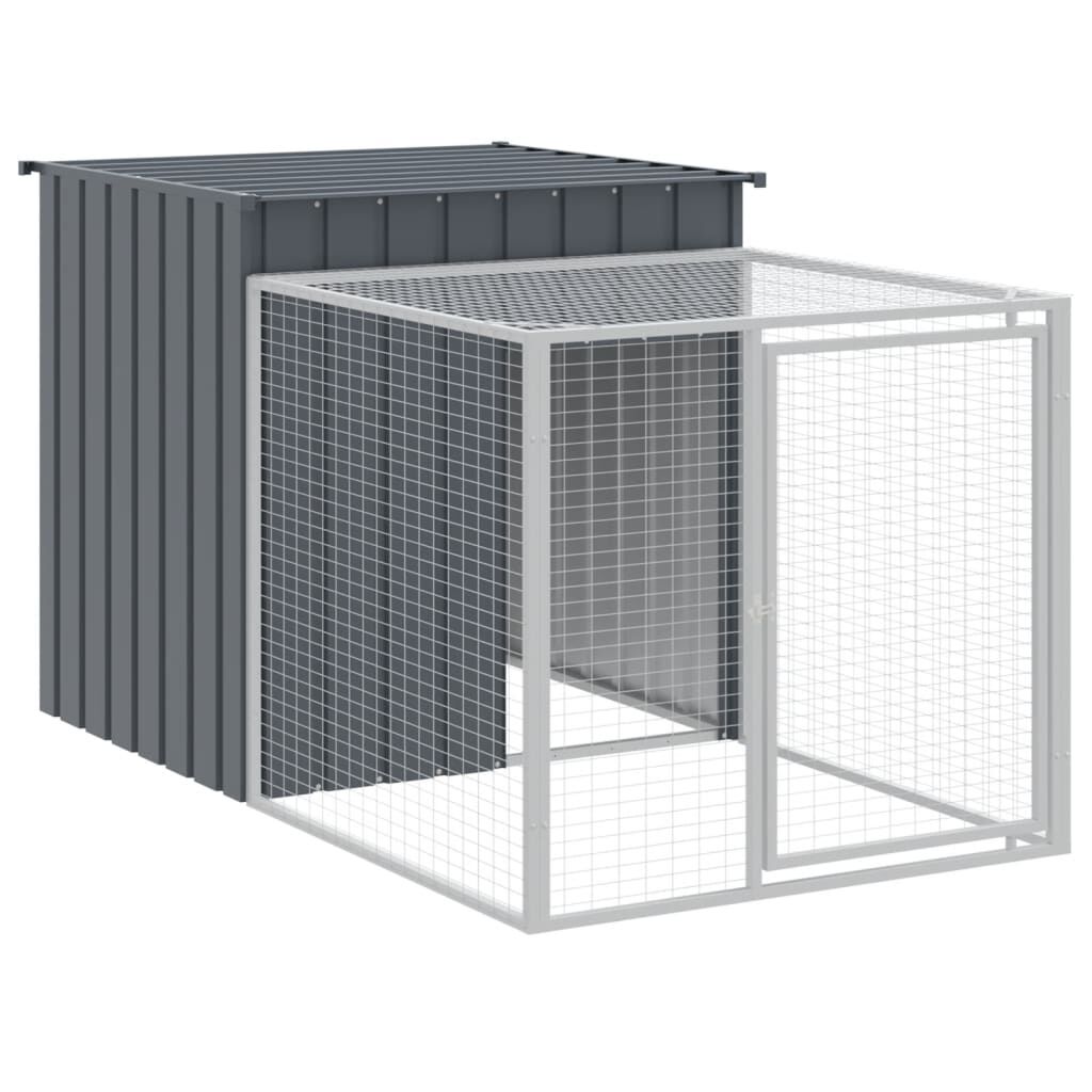 vidaXL Κοτέτσι με Περίβολο Ανθρακί 110x1221x110 εκ. Γαλβαν. Ατσάλι
