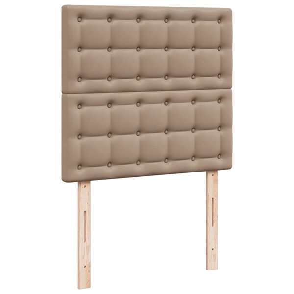 vidaXL Κρεβάτι Boxspring με Στρώμα Καπουτσίνο 90x190εκ.από Συνθ. Δέρμα