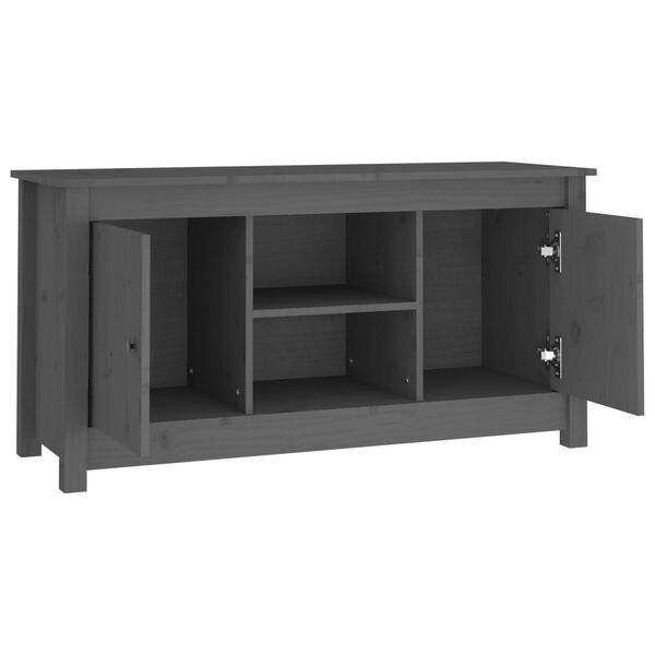 vidaXL Έπιπλο Τηλεόρασης Γκρι 103x36,5x52 εκ. από Μασίφ Ξύλο Πεύκου
