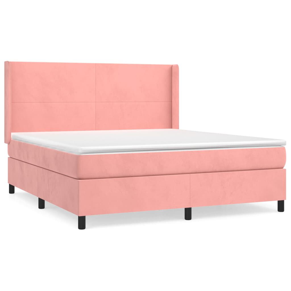 vidaXL Κρεβάτι Boxspring με Στρώμα Ροζ 180x200 εκ. Βελούδινο