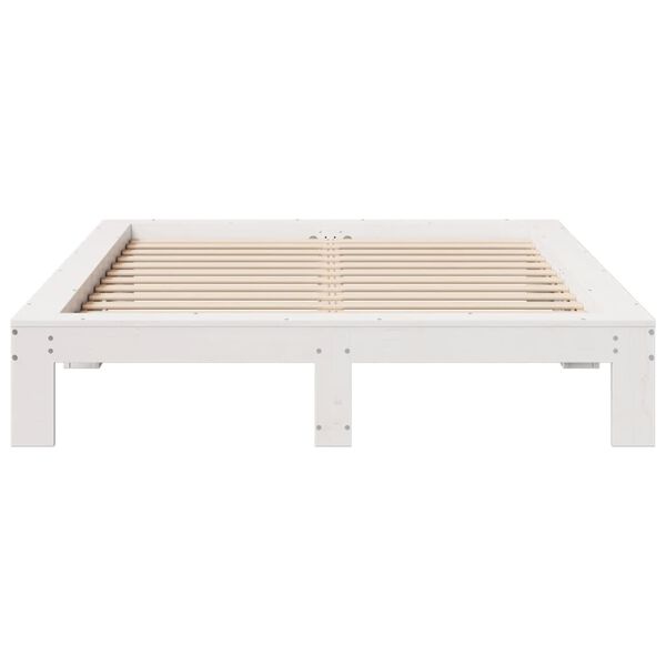 vidaXL Σκελετός Κρεβ. Χωρίς Στρώμα Λευκό 135x190 εκ Μασίφ Πεύκο